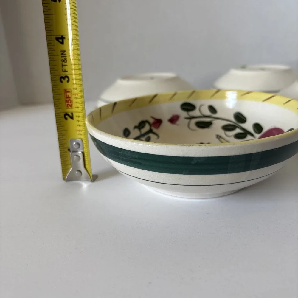 Vintage Pennsylvania Dutch Folk Art 6 Piece Serving Bowls Set Hand Painted